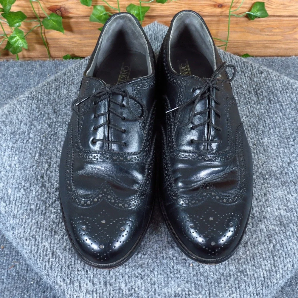 Oakton 74069 Mens Wingtip Oxford Dress Shoes Size 10.5 D Formal Business Black